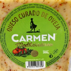 Queso Manchego curado de oveja Mediterraneo con Tomate, Oregano y Tomillo 200 g-
