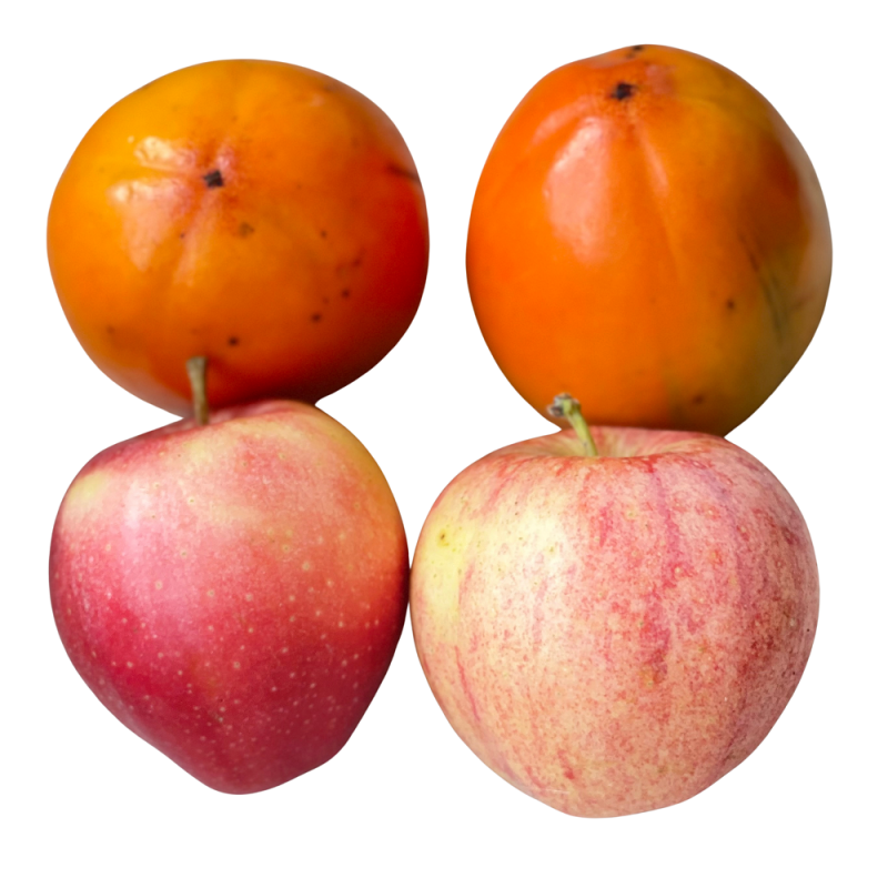 Frutas Ecológicas: Kakis Rojo Brillante y Manzanas