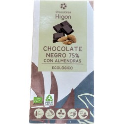 Chocolate Negro 75 % Ecológico con Almendras